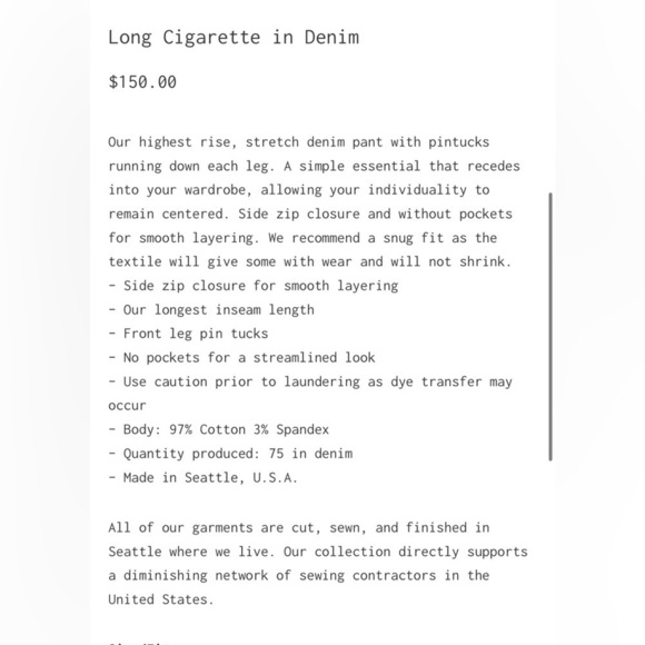 Prairie Underground Long Cigarette Pant in Black Denim Size XS - Picture 14 of 16